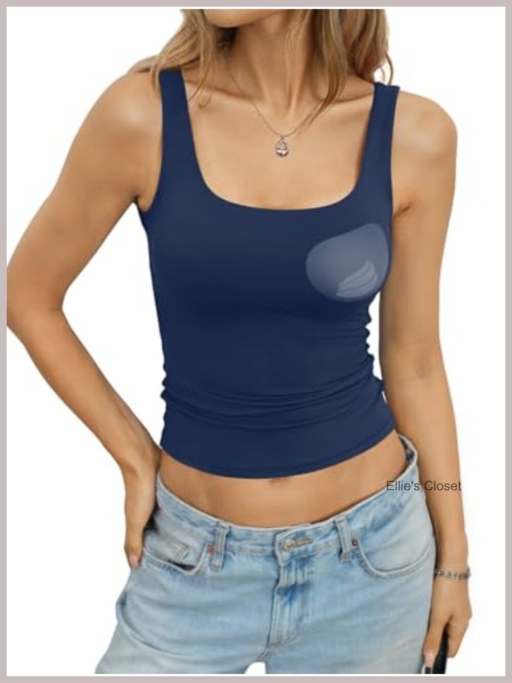 Women's Built-in Bra Tank Top Double Lined Scoop Neck